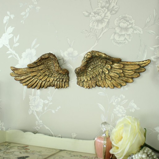 Pair of Small Wall Mounted Gold Angel Wings